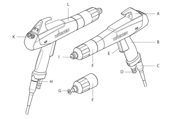 X1 手動粉末塗装銃 交換ハンドル